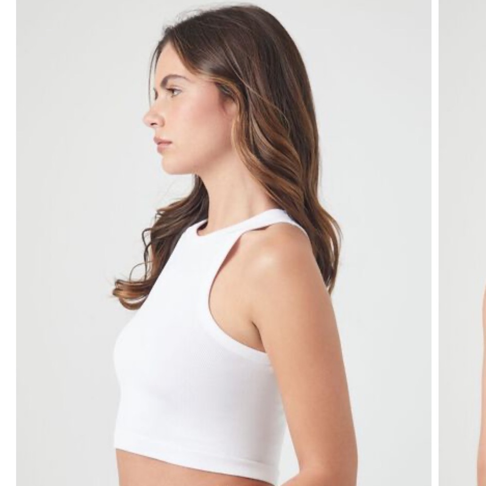 Forever 21 Seamless White Cropped Tank Top - Size M - Picture 2 of 6